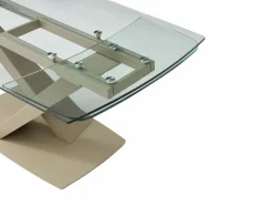 Discount Maison Céphy Mesa de comedor en vidrio templado y metal - Transparente y beige - MALATA Transparente / Beige