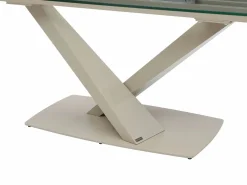 Discount Maison Céphy Mesa de comedor en vidrio templado y metal - Transparente y beige - MALATA Transparente / Beige