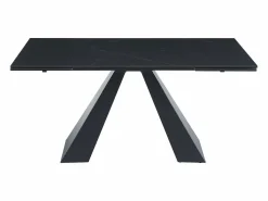 Maison Céphy Mesa de comedor en vidrio templado, cerámica y metal - Efecto mármol - LOZIPA