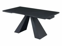 Maison Céphy Mesa de comedor en vidrio templado, cerámica y metal - Efecto mármol - LOZIPA