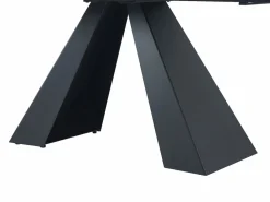 Maison Céphy Mesa de comedor en vidrio templado, cerámica y metal - Efecto mármol - LOZIPA