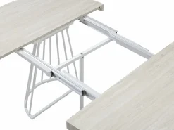 Mesa de comedor extensible para 2 a 12 personas en MDF y acero - Efecto travertino beige y blanco - FIRELA Mesa Extensible