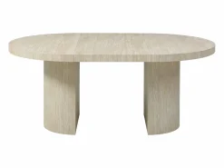 Vente-unique Mesa de comedor extensible 4 a 12 personas de MDF - Efecto travertino - SIDRINA