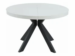 Vente-unique Mesa de comedor extensible 4 a 8 comensales de MDF y acero - blanco lacado y negro - KOMONI