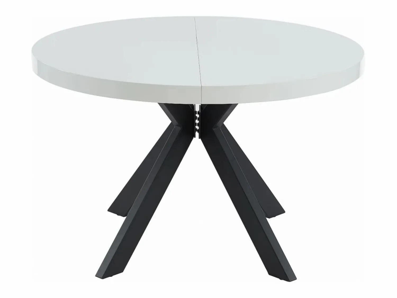 Vente-unique Mesa de comedor extensible 4 a 8 comensales de MDF y acero - blanco lacado y negro - KOMONI