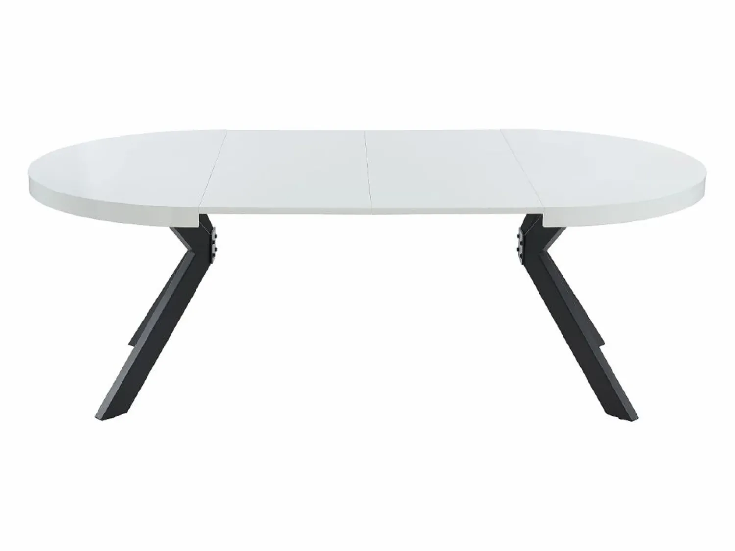Vente-unique Mesa de comedor extensible 4 a 8 comensales de MDF y acero - blanco lacado y negro - KOMONI