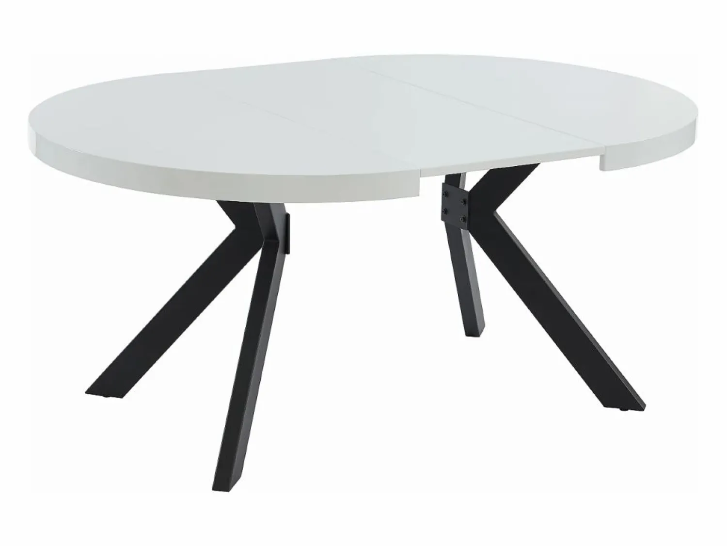 Vente-unique Mesa de comedor extensible 4 a 8 comensales de MDF y acero - blanco lacado y negro - KOMONI