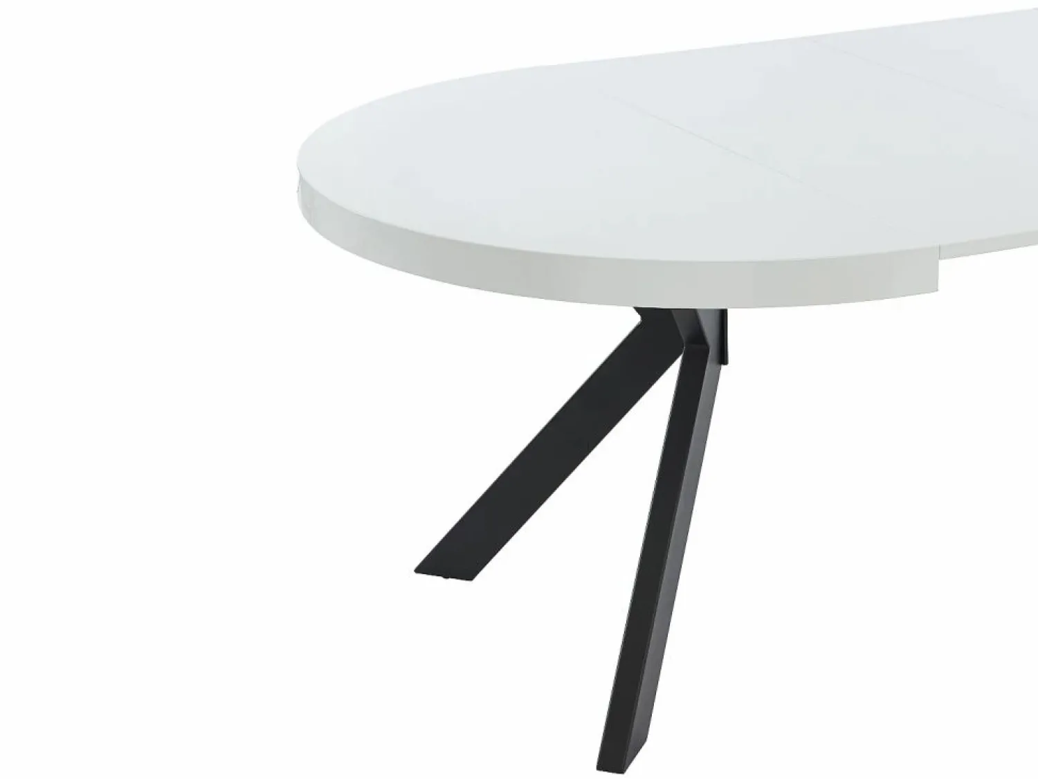 Vente-unique Mesa de comedor extensible 4 a 8 comensales de MDF y acero - blanco lacado y negro - KOMONI