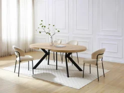 Sale Mesa de comedor extensible 6 a 12 comensales de MDF y acero - Natural y negro - KOMONI Mesa Extensible|Mesa De Comedor