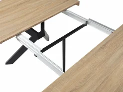 Sale Mesa de comedor extensible 6 a 12 comensales de MDF y acero - Natural y negro - KOMONI Mesa Extensible|Mesa De Comedor