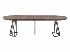 Vente-unique Mesa de comedor extensible 2 a 12 personas en MDF y acero - Marrón oscuro natural y negro - FIRELA