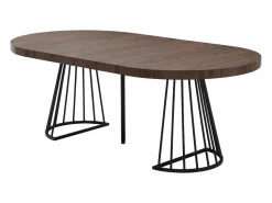 Vente-unique Mesa de comedor extensible 2 a 12 personas en MDF y acero - Marrón oscuro natural y negro - FIRELA