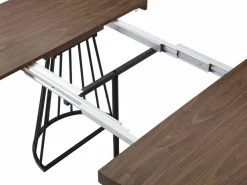 Vente-unique Mesa de comedor extensible 2 a 12 personas en MDF y acero - Marrón oscuro natural y negro - FIRELA