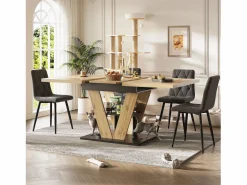 Online Merax Mesa de comedor extensible para 6 personas - 110/140 x 80 x 75 cm - para cocina y salón - MDF + metal - natural Color natural claro