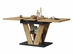 Online Merax Mesa de comedor extensible para 6 personas - 110/140 x 80 x 75 cm - para cocina y salón - MDF + metal - natural Color natural claro