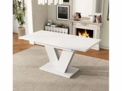 Merax Mesa de comedor extensible - 120/160 x 80 x 75 cm - para 4-6 personas - Patas en forma de V - MDF -