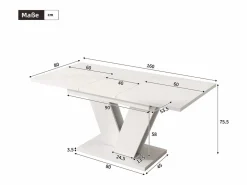 Merax Mesa de comedor extensible - 120/160 x 80 x 75 cm - para 4-6 personas - Patas en forma de V - MDF -