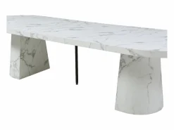 Vente-unique Mesa de comedor extensible de 6 a 12 personas en MDF - Efecto mármol - CLOEVA