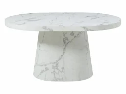 Vente-unique Mesa de comedor extensible de 6 a 12 personas en MDF - Efecto mármol - CLOEVA