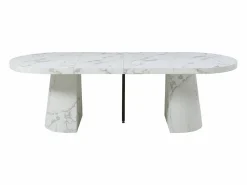 Vente-unique Mesa de comedor extensible de 6 a 12 personas en MDF - Efecto mármol - CLOEVA