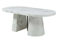 Vente-unique Mesa de comedor extensible de 6 a 12 personas en MDF - Efecto mármol - CLOEVA