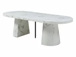Vente-unique Mesa de comedor extensible de 6 a 12 personas en MDF - Efecto mármol - CLOEVA