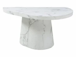 Vente-unique Mesa de comedor extensible de 6 a 12 personas en MDF - Efecto mármol - CLOEVA