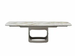 Vente-unique Mesa de comedor extensible 6 a 10 personas en cerámica, cristal templado y metal topo - Efecto mármol - DAVULO de Maison Céphy