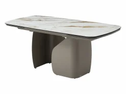 New Vente-unique Mesa de comedor extensible para 6 a 10 personas en cerámica, cristal templado y metal topo - Efecto mármol - CAMUVO de Maison Céphy Blanco
