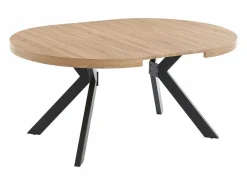 Hot Vente-unique Mesa de comedor extensible 4 a 8 comensales de MDF y acero - Natural y negro - KOMONI Negro / Color natural claro