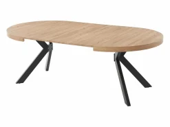 Hot Vente-unique Mesa de comedor extensible 4 a 8 comensales de MDF y acero - Natural y negro - KOMONI Negro / Color natural claro