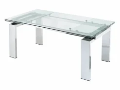 Vente-unique Mesa de comedor extensible LUBANA - Cristal templado, metal