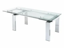 Vente-unique Mesa de comedor extensible LUBANA - Cristal templado, metal