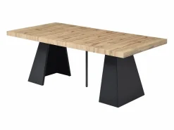Sale Mesa de comedor extensible de 4 a 10 personas en MDF y metal - Natural y Negro - EMELIA Mesa Extensible|Mesa De Comedor