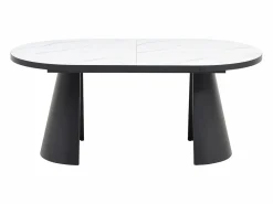 Best Vente-unique Mesa de comedor extensible para 6 a 10 personas en MDF - Efecto Mármol Blanco y Negro - KORIZEA Negro / Blanco