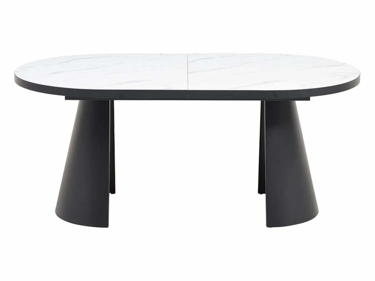 Best Vente-unique Mesa de comedor extensible para 6 a 10 personas en MDF - Efecto Mármol Blanco y Negro - KORIZEA Negro / Blanco
