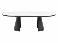 Best Vente-unique Mesa de comedor extensible para 6 a 10 personas en MDF - Efecto Mármol Blanco y Negro - KORIZEA Negro / Blanco