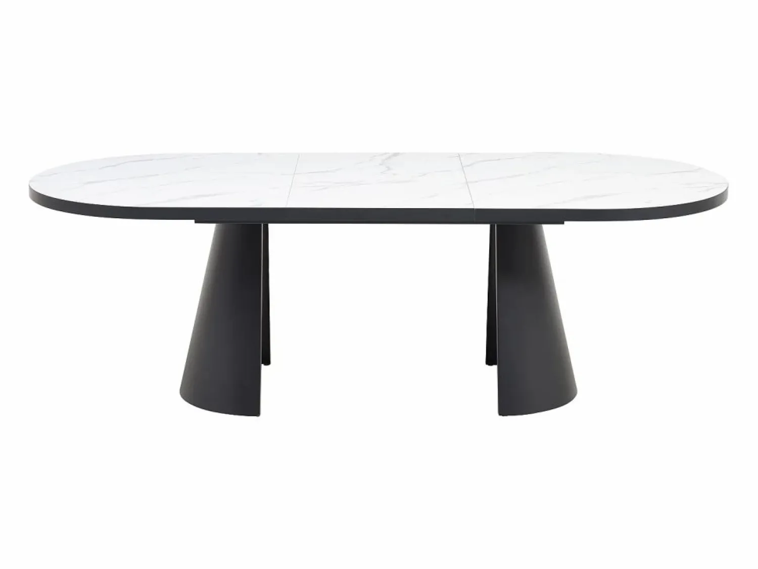 Best Vente-unique Mesa de comedor extensible para 6 a 10 personas en MDF - Efecto Mármol Blanco y Negro - KORIZEA Negro / Blanco