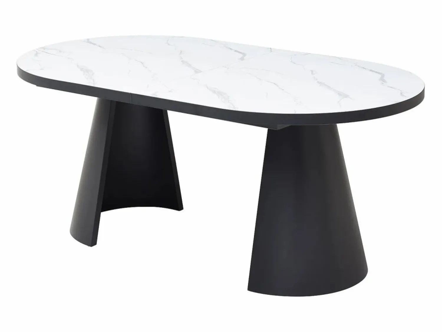 Best Vente-unique Mesa de comedor extensible para 6 a 10 personas en MDF - Efecto Mármol Blanco y Negro - KORIZEA Negro / Blanco