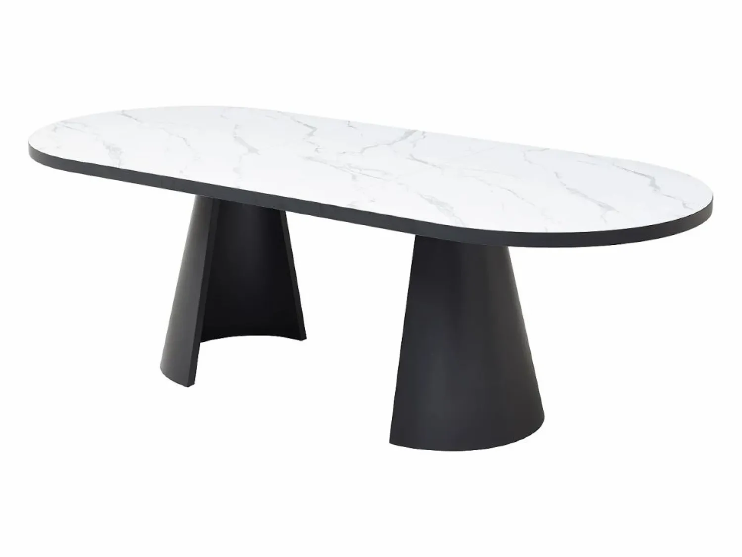 Best Vente-unique Mesa de comedor extensible para 6 a 10 personas en MDF - Efecto Mármol Blanco y Negro - KORIZEA Negro / Blanco