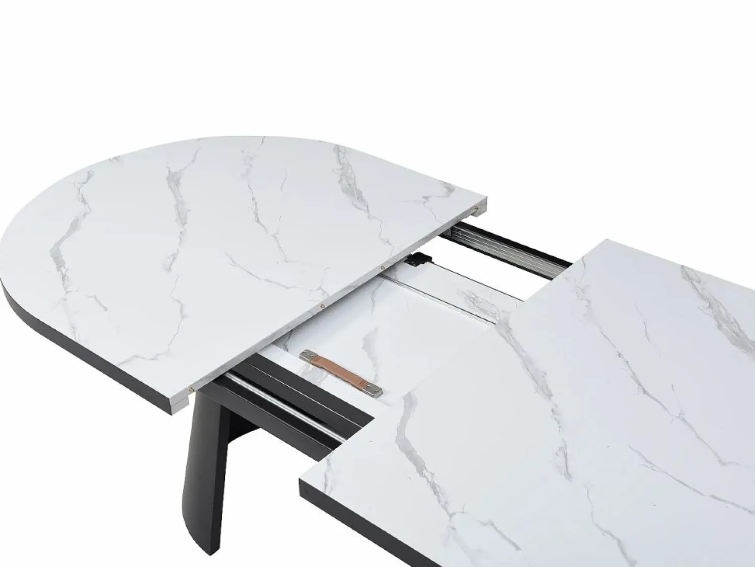 Best Vente-unique Mesa de comedor extensible para 6 a 10 personas en MDF - Efecto Mármol Blanco y Negro - KORIZEA Negro / Blanco