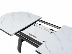 Best Vente-unique Mesa de comedor extensible para 6 a 10 personas en MDF - Efecto Mármol Blanco y Negro - KORIZEA Negro / Blanco