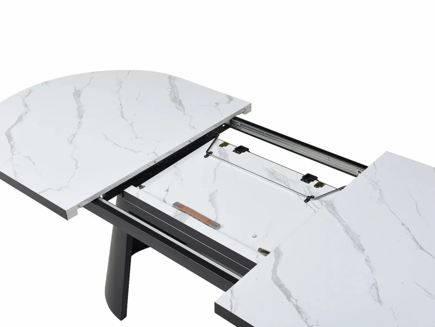 Best Vente-unique Mesa de comedor extensible para 6 a 10 personas en MDF - Efecto Mármol Blanco y Negro - KORIZEA Negro / Blanco