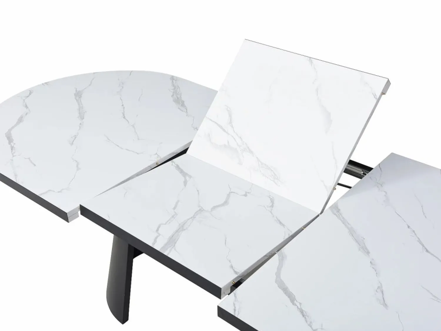Best Vente-unique Mesa de comedor extensible para 6 a 10 personas en MDF - Efecto Mármol Blanco y Negro - KORIZEA Negro / Blanco