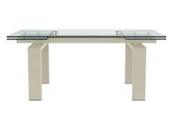 Discount Vente-unique Mesa de comedor extensible en cristal templado y metal - Transparente y Beige - LUBANA Transparente / Beige
