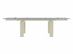 Discount Vente-unique Mesa de comedor extensible en cristal templado y metal - Transparente y Beige - LUBANA Transparente / Beige