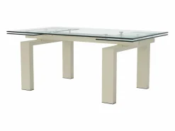 Discount Vente-unique Mesa de comedor extensible en cristal templado y metal - Transparente y Beige - LUBANA Transparente / Beige