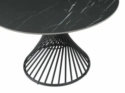 Vente-unique Mesa de comedor extensible de 4 a 8 cubiertos en cerámica y metal - Efecto mármol - CASTINA