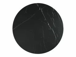 Vente-unique Mesa de comedor extensible de 4 a 8 cubiertos en cerámica y metal - Efecto mármol - CASTINA
