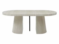 Outlet Mesa de comedor extensible para 6 a +12 personas en MDF - Efecto travertino - CLOEVA Mesa Extensible